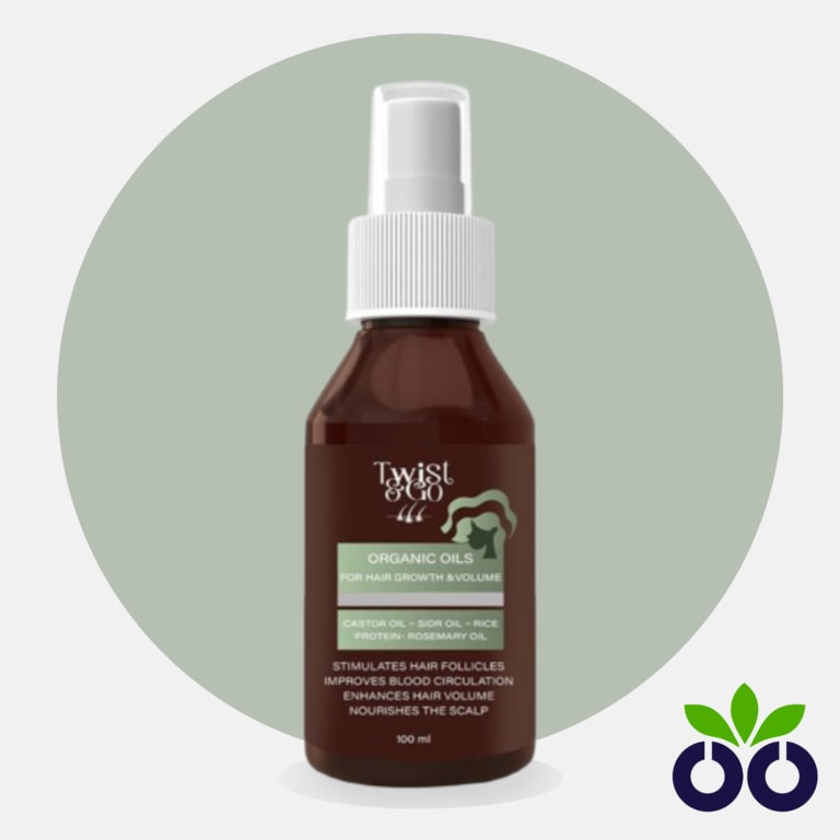 Twist & Go Hair Growth Oil, an oil for hair growth with Castor Oil and Garlic Oil to strengthen follicles and reduce thinning.