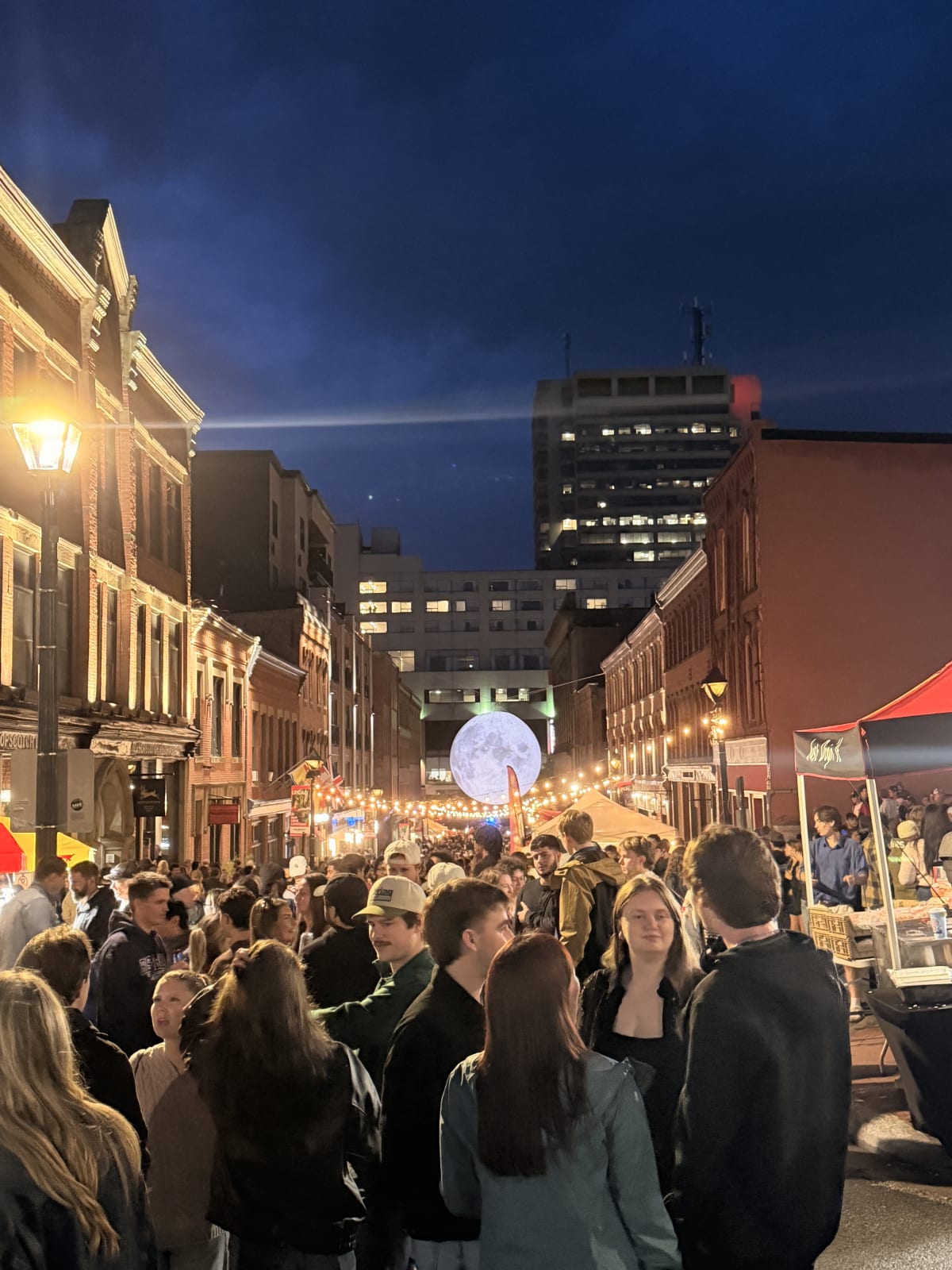 Crowds at Moonlight Bazaar in Uptown Saint John New Brunswick at night