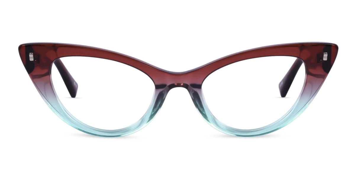 Crystal Brown And Blue Cat Eye Glasses-1