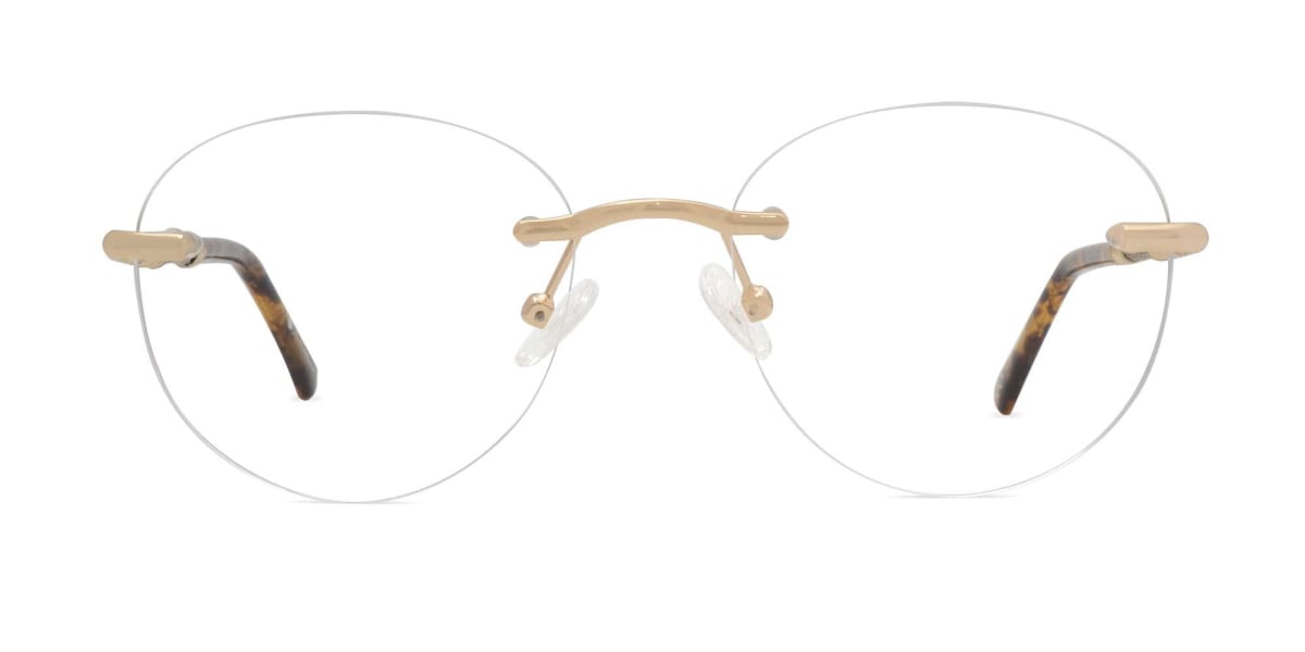 Round Rimless Glasses Gold-1
