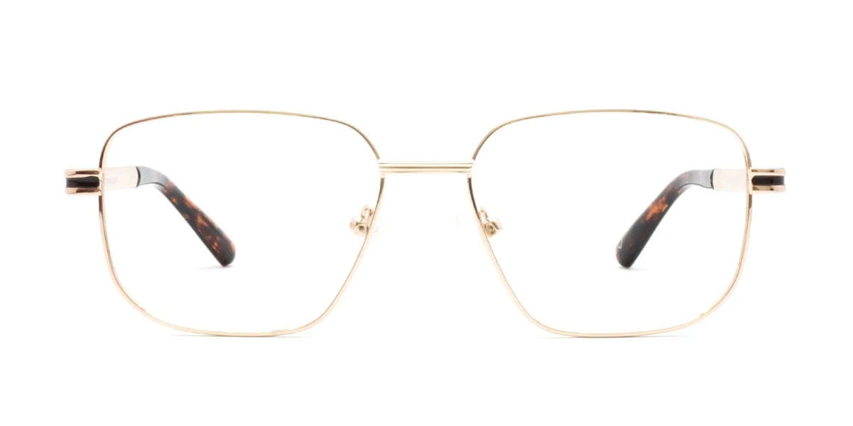 Square Gold Metal Frame Glasses-2