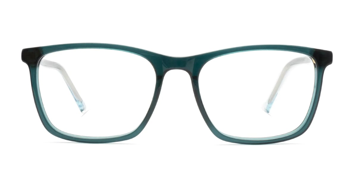 Crystal Forest Green Square Frame Glasses-2