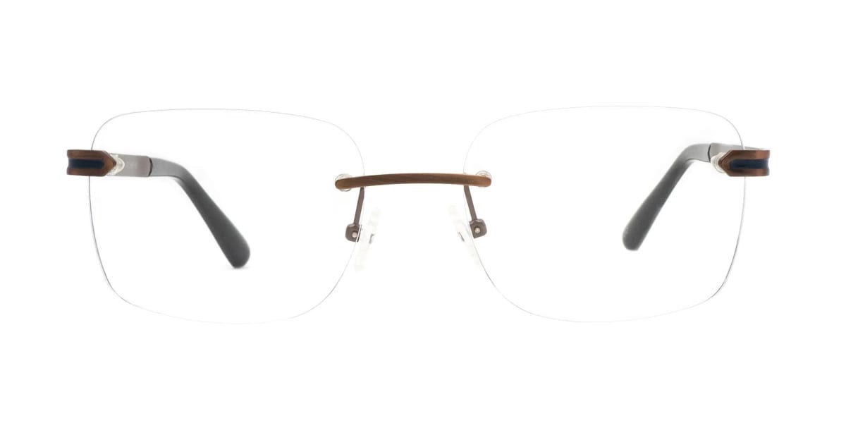 Copper brown and blue rimless frames-2