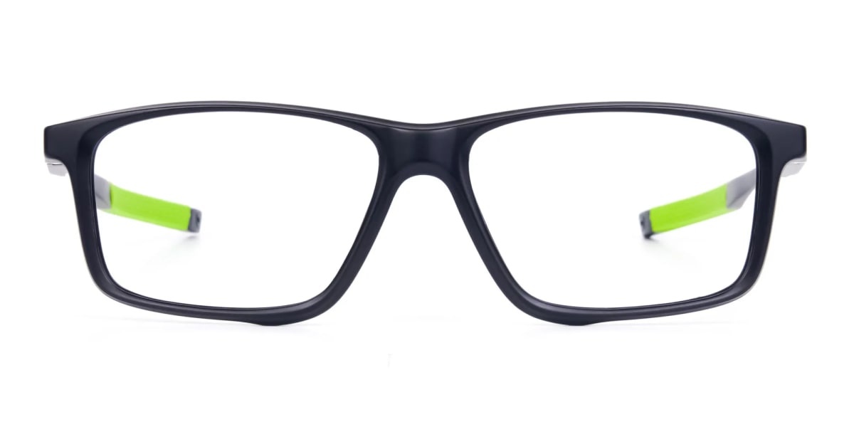 Black Green Rectangular Rimmed Glasses-2