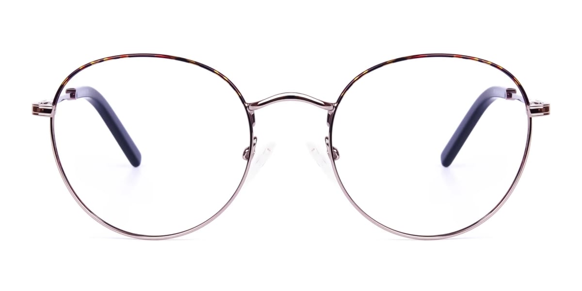 Gunmetal Round Tortoise Shell Glasses-2