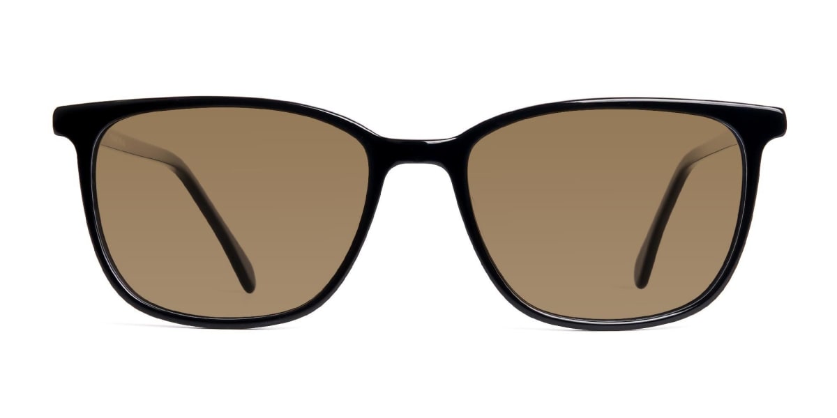 black square rectangular dark brown tinted sunglasses-1
