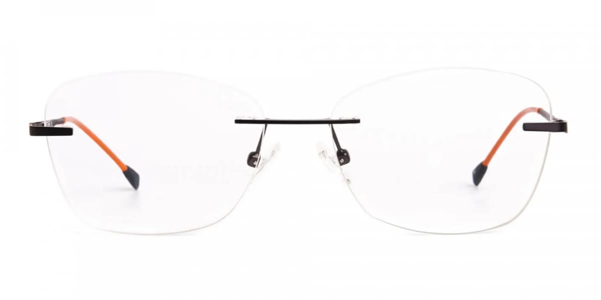 brown cateye rimless square glasses frames-2