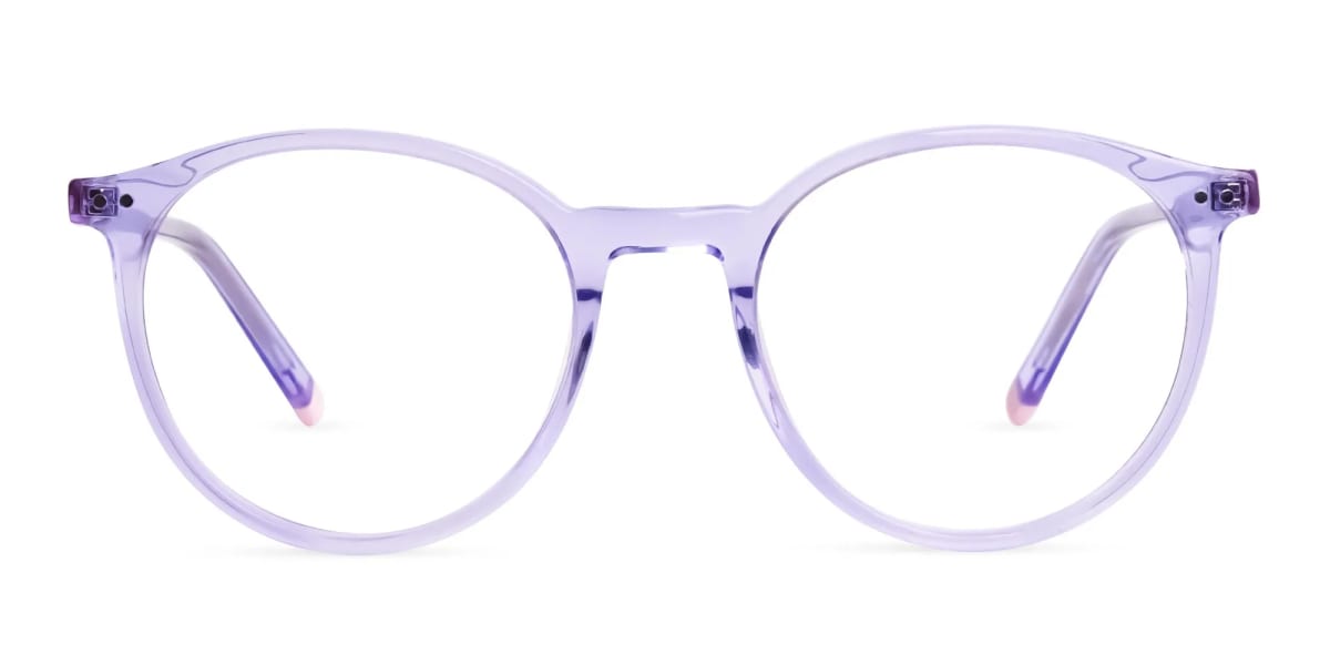 transparent and crystal clear purple round glasses frames-2