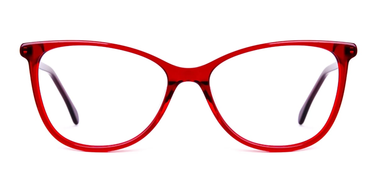 wine red translucent cat eye glasses -2