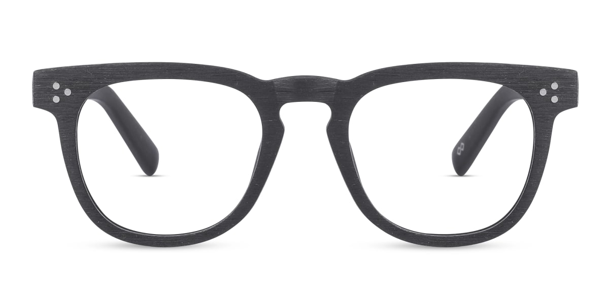 Wooden Charcoal Black Square Glasses 1