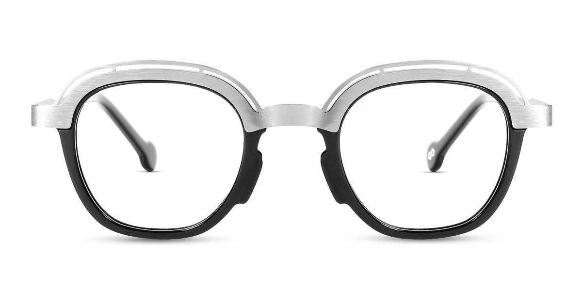 Silver & Black Square Eyeglasses 1