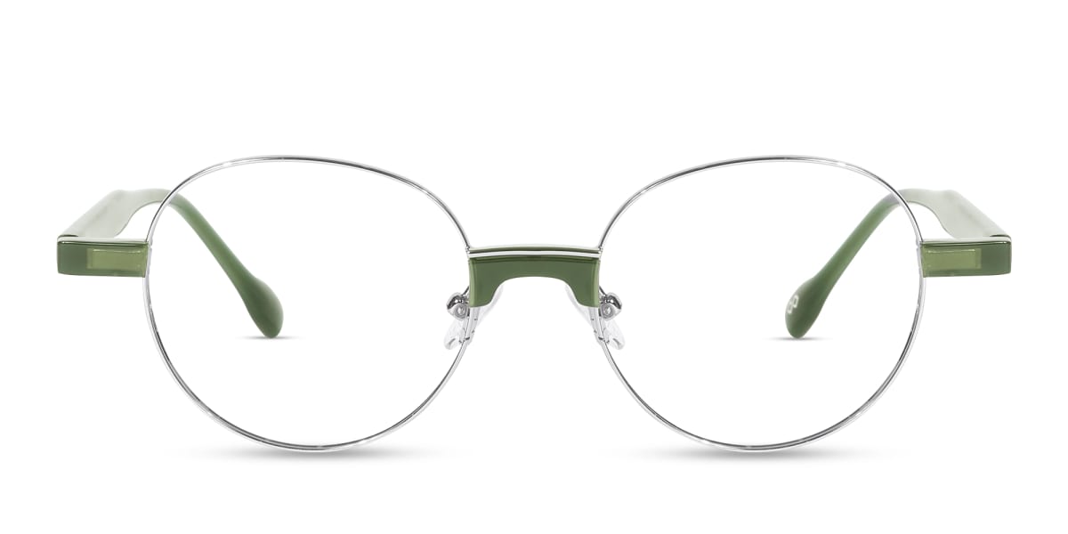 Silver Round Full Rim Metal Glasses-1