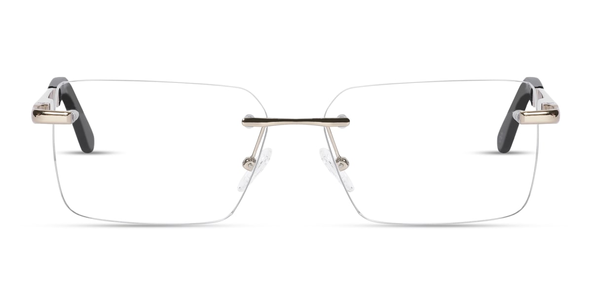 Champagne Gold Metal Rimless Geometric Square Glasses-1