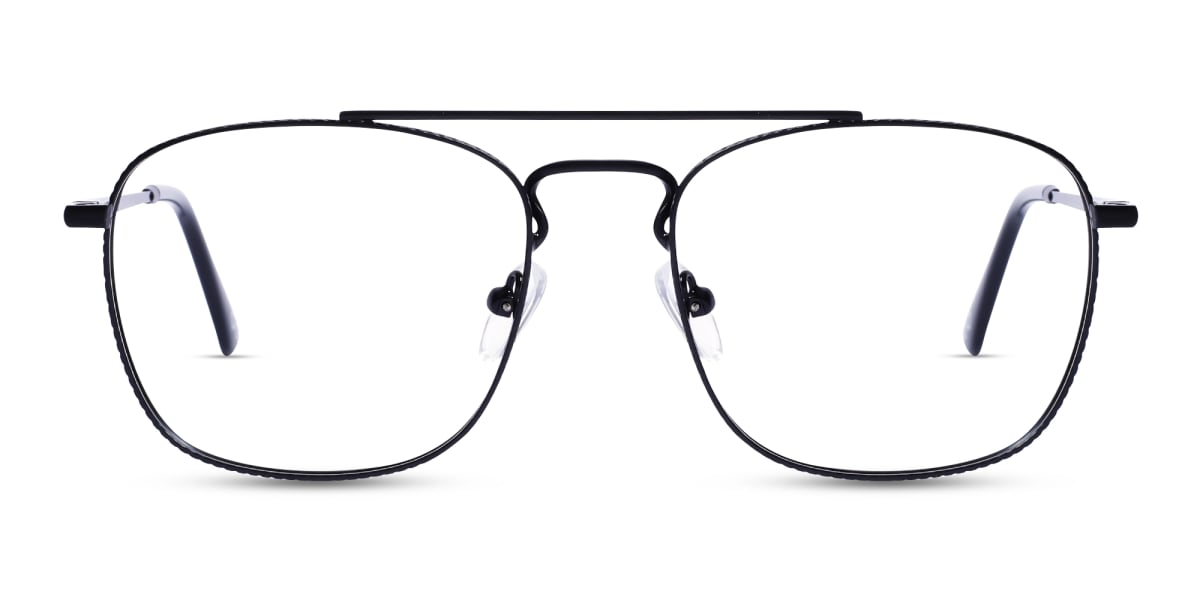 Matte Black Double Bridge Pilot Eyeglasses 1