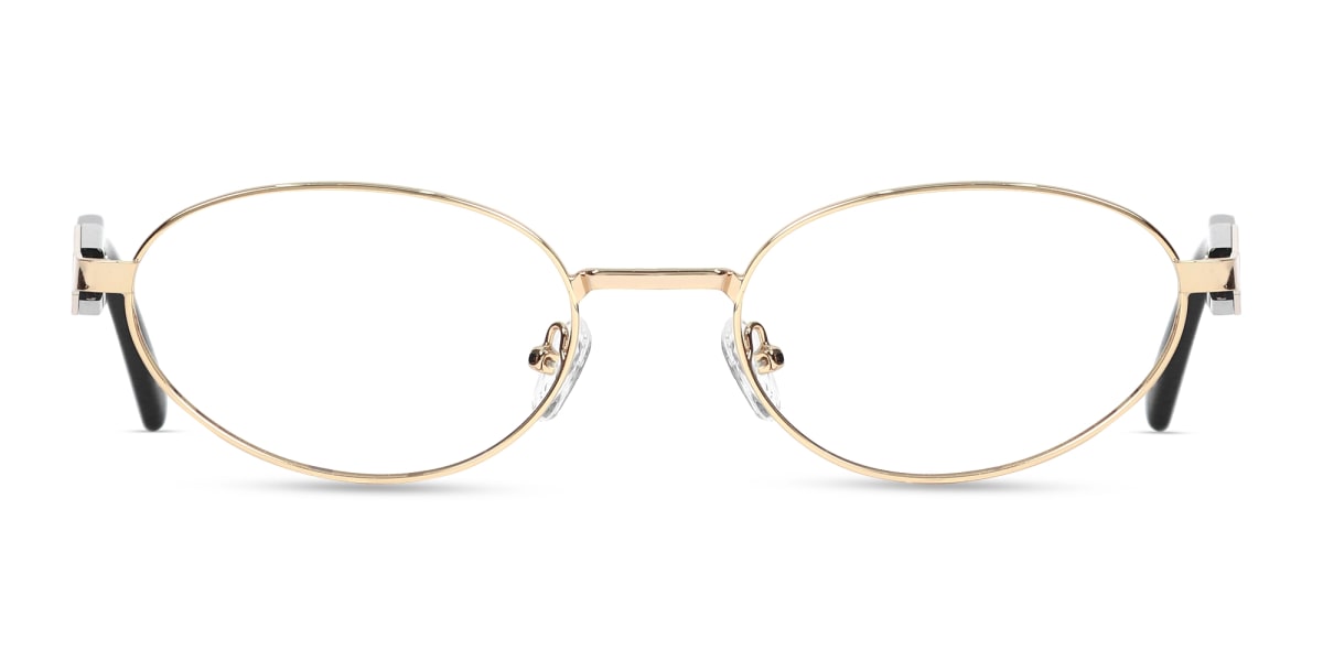 Champagne Gold Oval Metal Full Rim Glasses-1