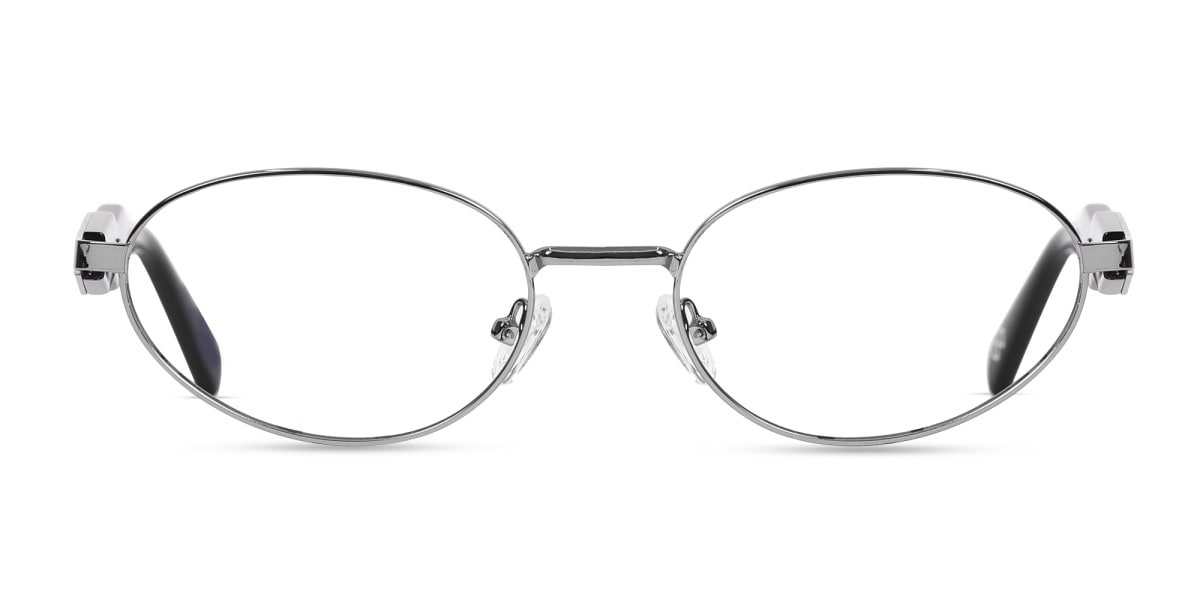 Polished Gunmetal Oval Glasses-1
