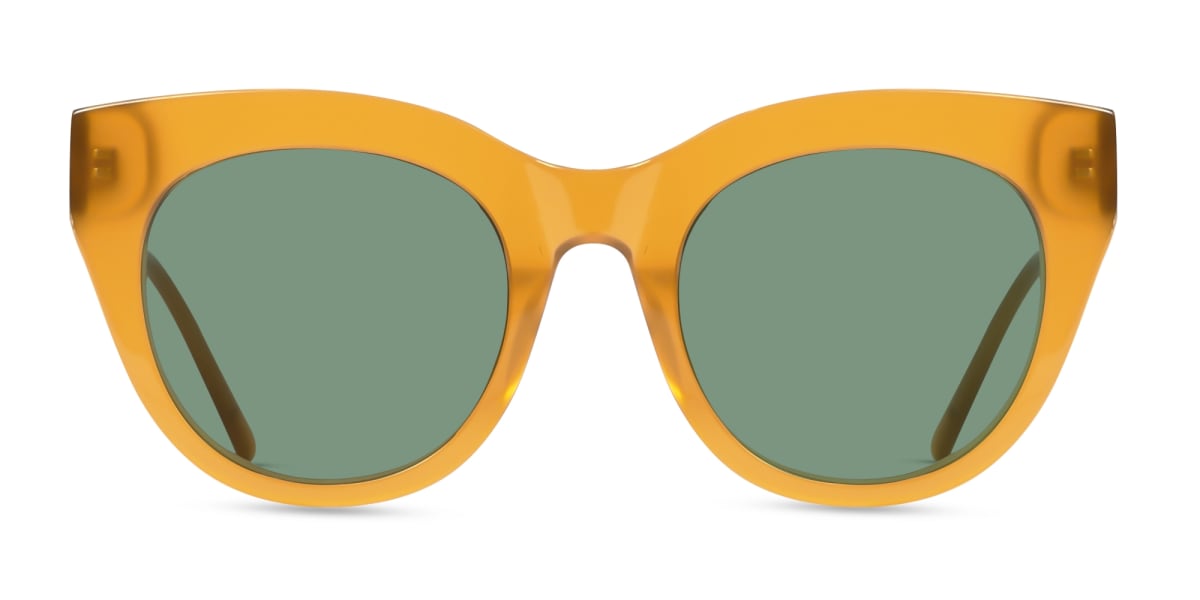 Brown Cat-Eye Frame With Green Tint Sunglasses-1