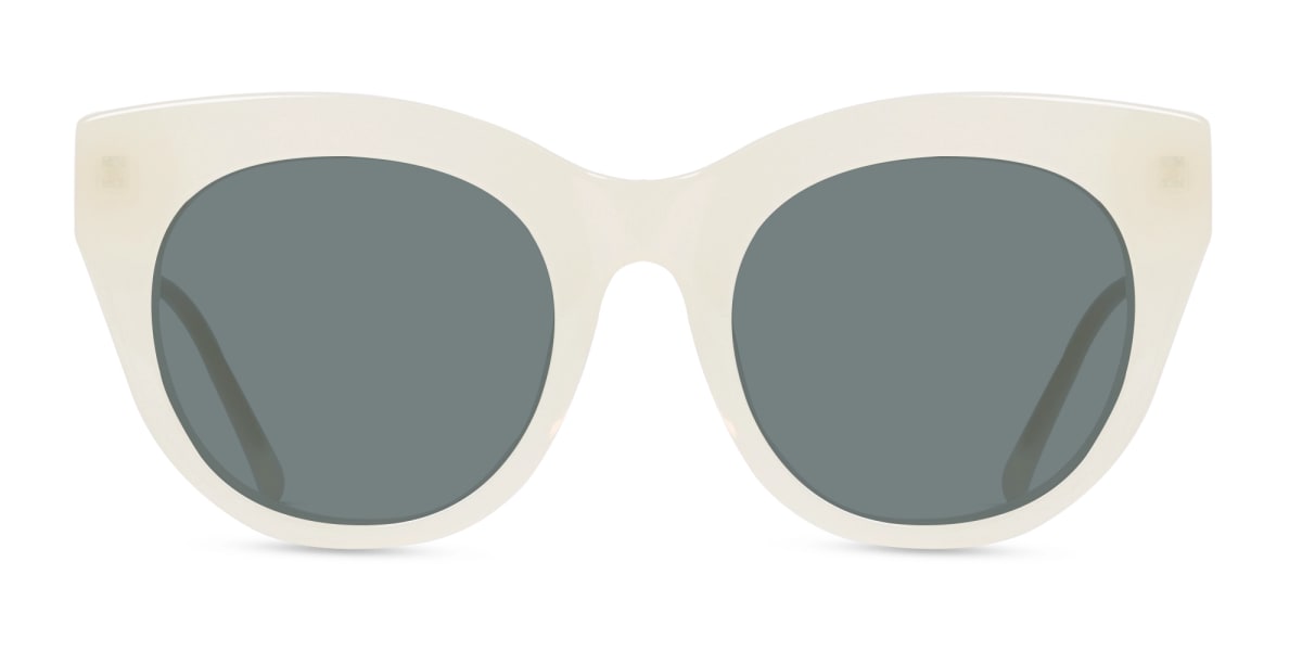 Pearl White Cat-Eye Frame With Dark Grey Tint Sunglasses-1