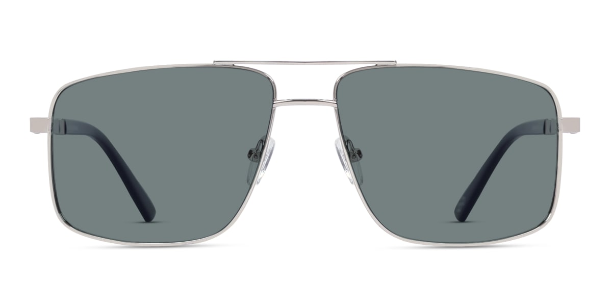 Silver Square Pilot Double Bridge Sunglasses 1