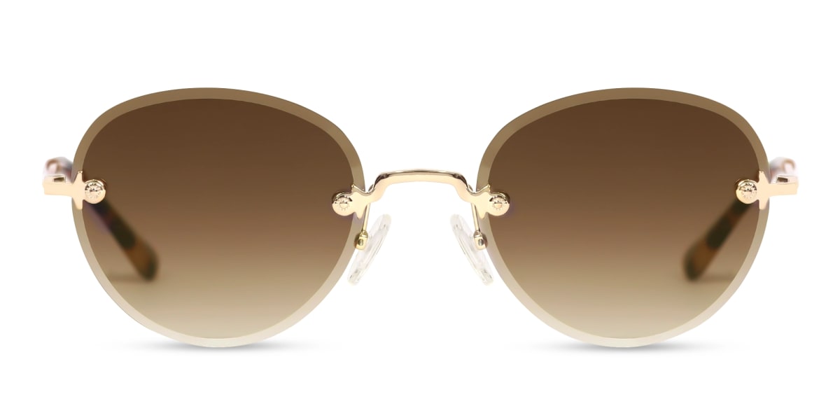 Champagne Gold & Beige Tortoise Rimless Sunglasses 1