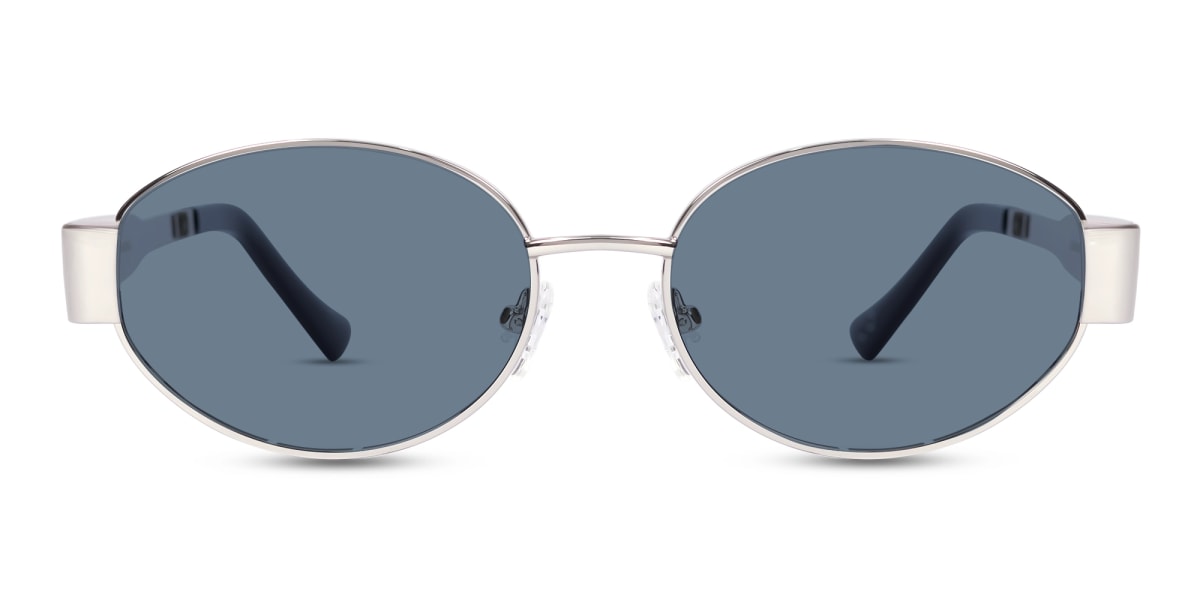 Silver Oval Metal Full Rim Sunglasses-1