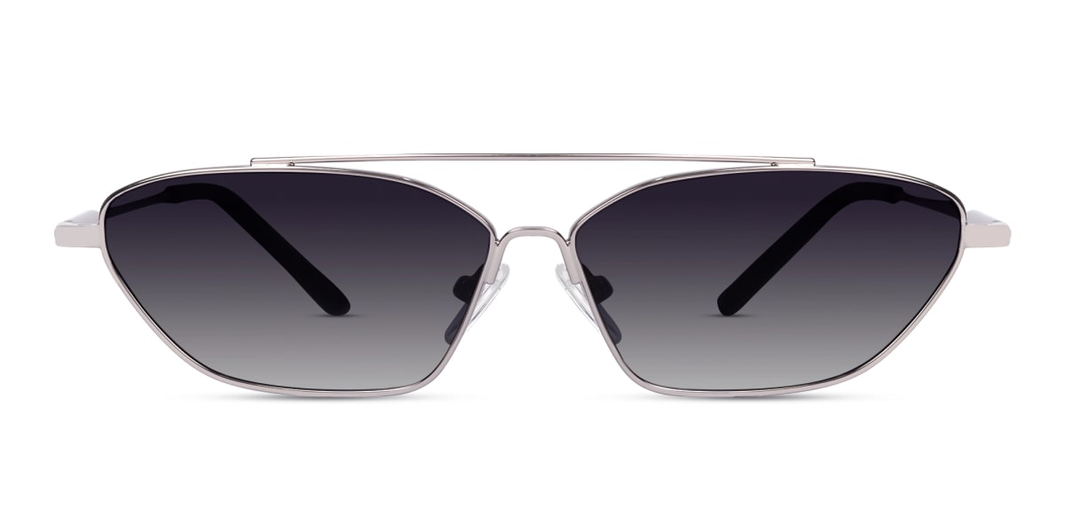 Silver Rectangle Geometric Full-Rim Sunglasses 1