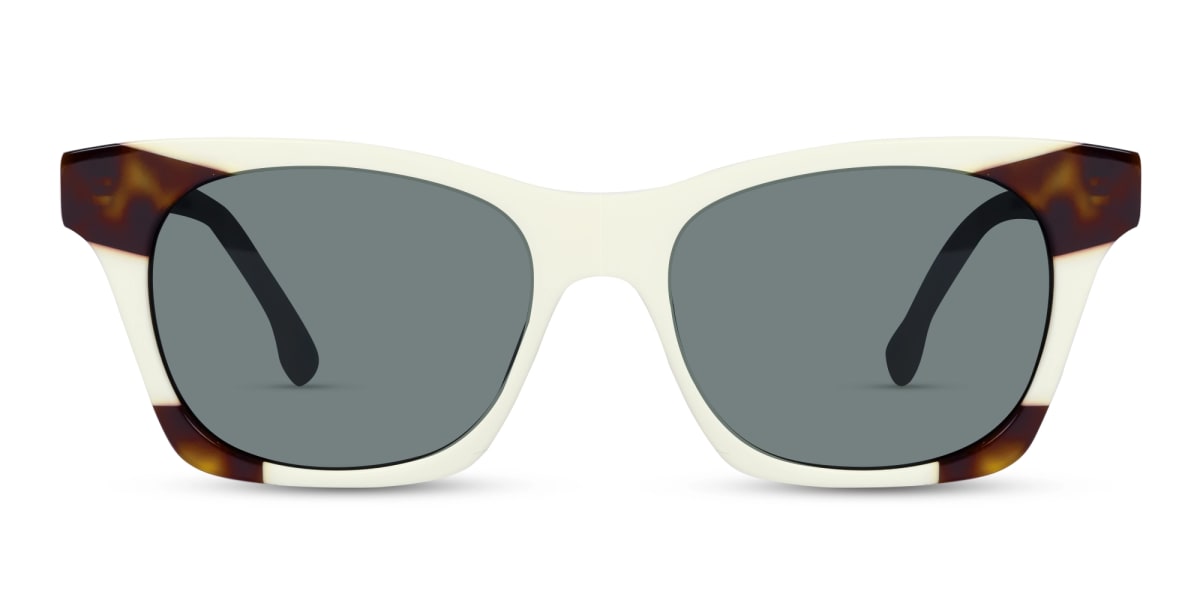 White & Tortoise Square Cat-Eye Sunglasses 1