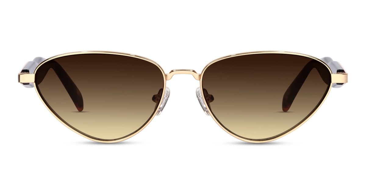 Champagne Gold Cat-Eye Brown Tinted Sunglasses-1