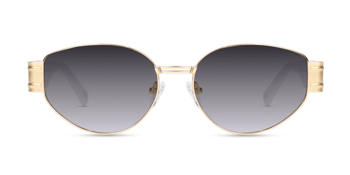 Oval Matte Gold Blue Tint Sunglasses-1
