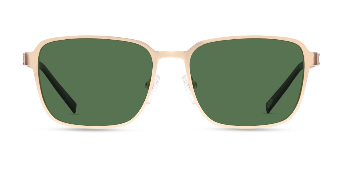 Matte Gold Rectangle Metal Full-Rim Sunglasses 1