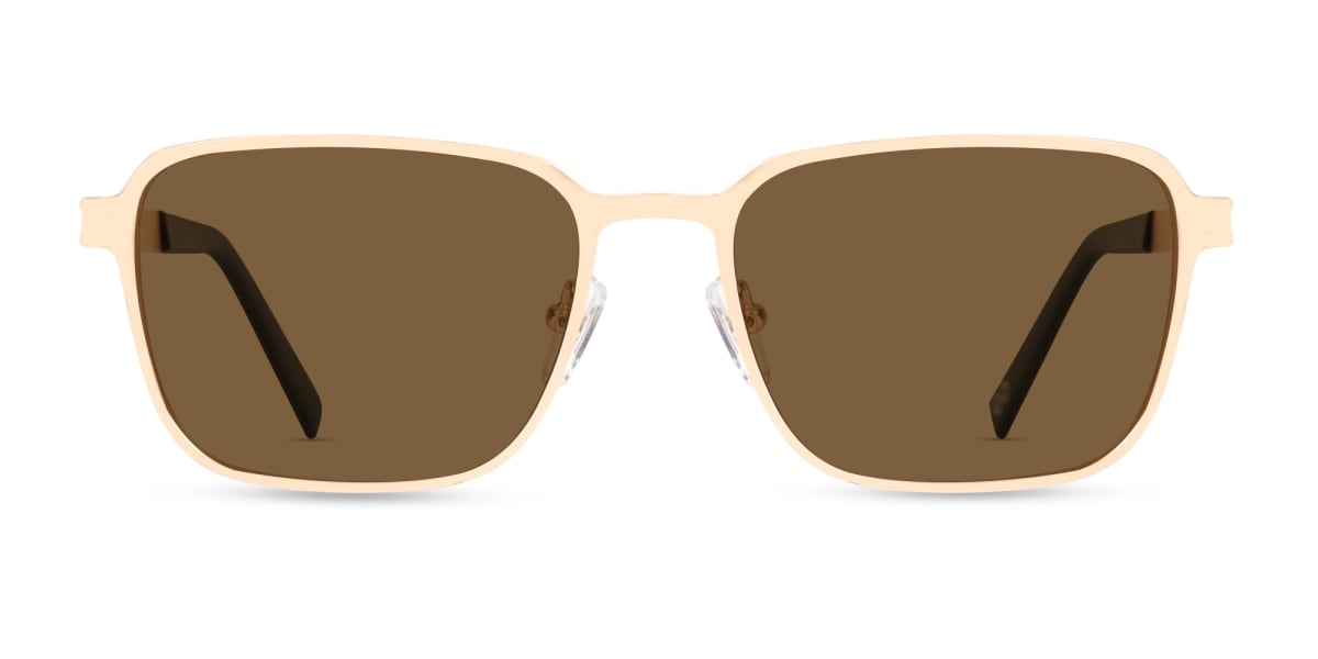 Matte Champagne Gold Square Full-Rim Sunglasses 1
