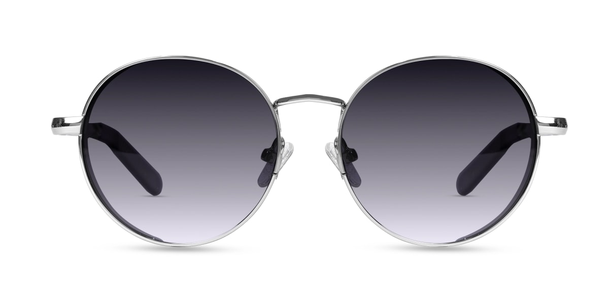Silver Metal Round Sunglasses | Specscart-1