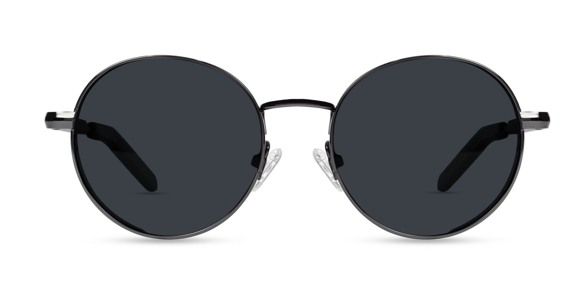 Gunmetal Full Rim Round Sunglasses | Specscart-1