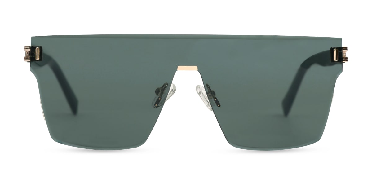 Square Solid Greenish Grey Tint Sunglasses -1