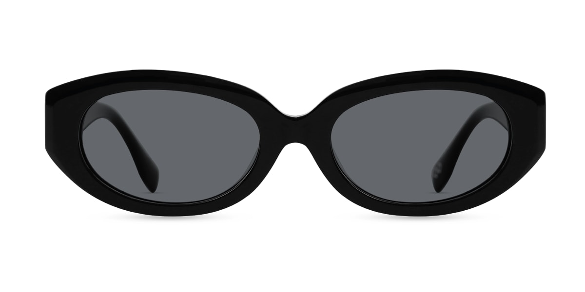 Black Oval Acetate Full-Rim Sunglasses-1
