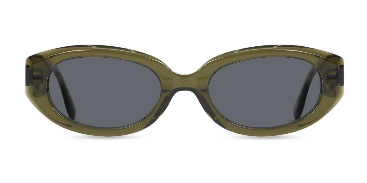 Crystal Khaki Oval Acetate Full-Rim Sunglasses-1