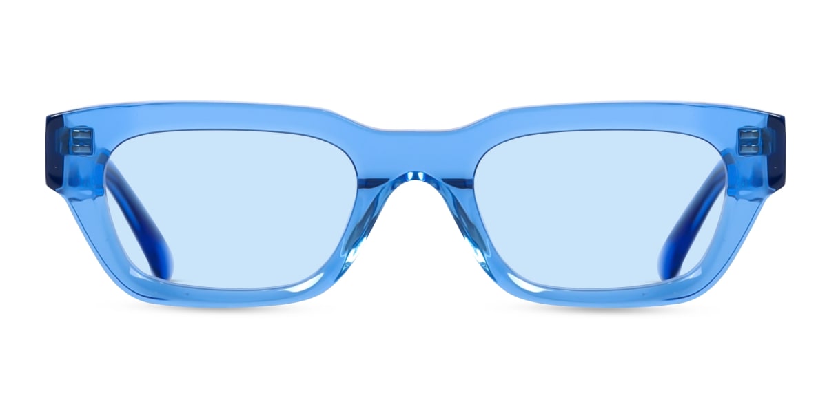 Crystal Azure Blue Acetate Full-Rim Rectangle Sunglasses-1
