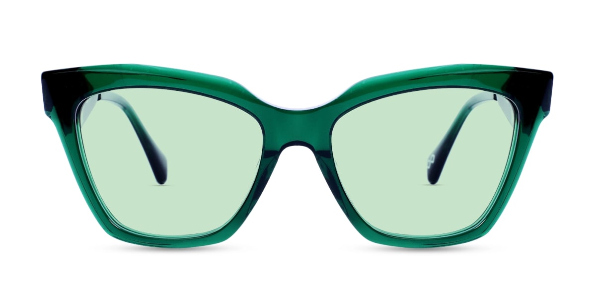 Tortoise Frame With Green Solid Tint Sunglasses-1