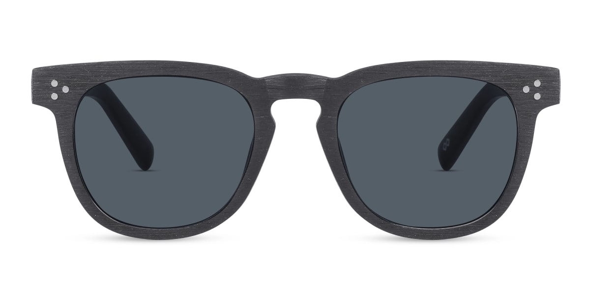Wooden Charcoal Black Square Sunglasses