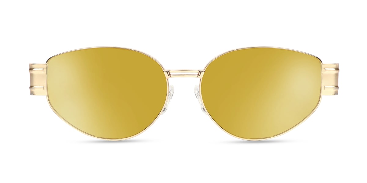 Oval Gloden Frame & Gold Tint Sunglasses-1