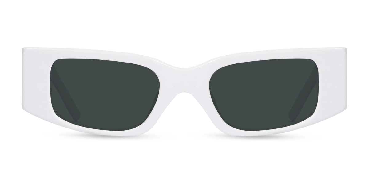 White Rectangle Dark Grey Tint Sunglasses-1