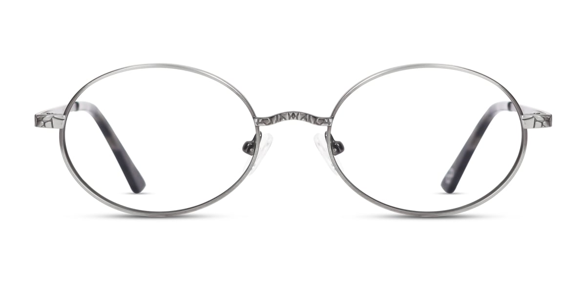 Matte Platinum Silver Oval Metal Glasses