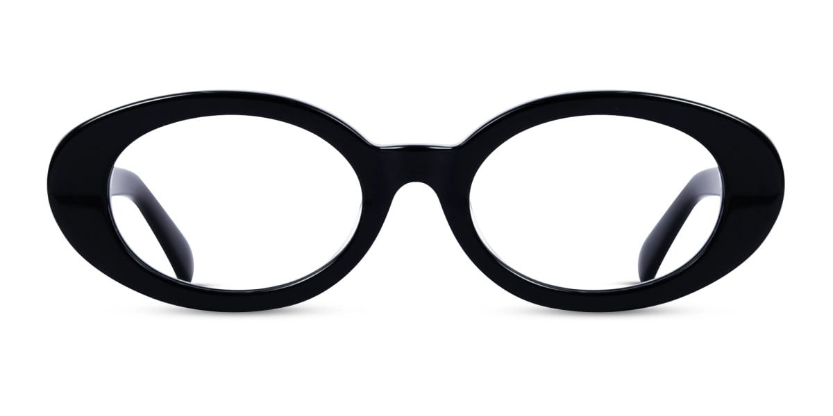 Black Oval Acetate Full-Rim Glasses
