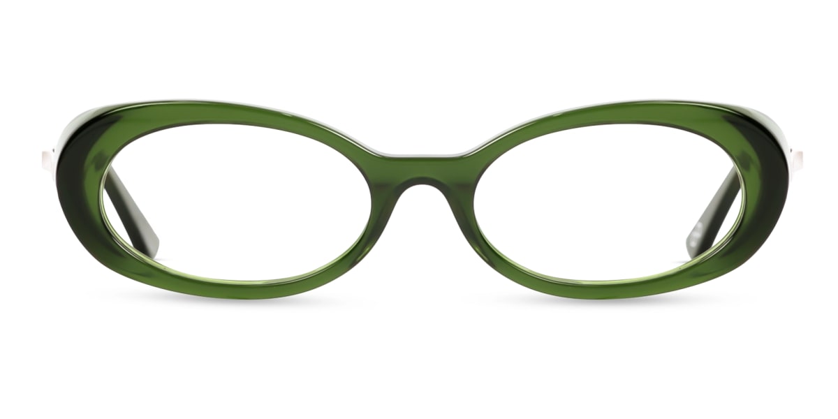 Forest Green Oval Acetate Glasses-1