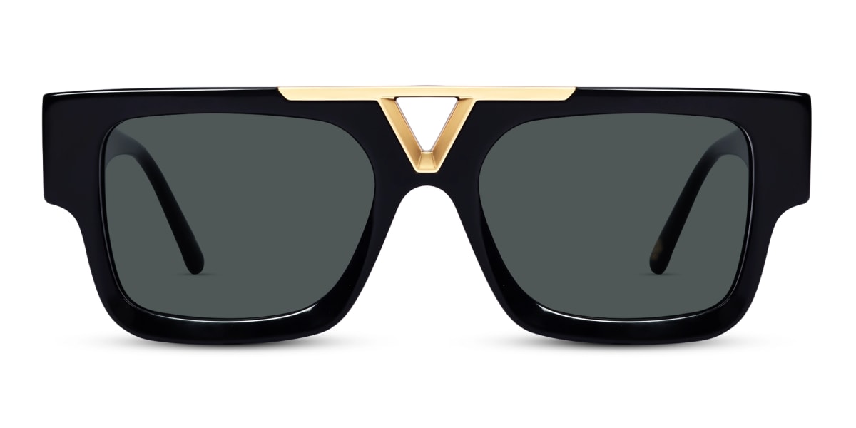 Black Oversized Thick Frame Dark Grey Tint Sunglasses