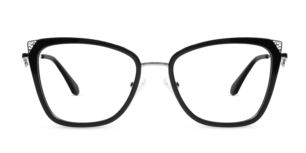 Black & Silver Cat-eye Glasses For Female-1