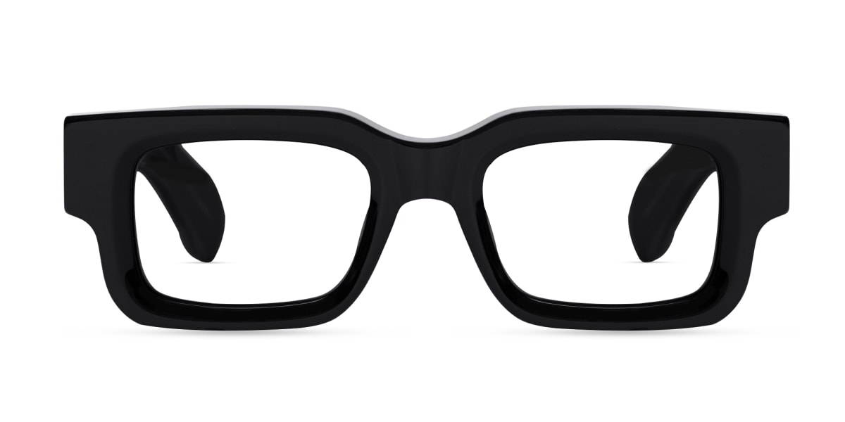 Thick Black Acetate Rectangle Glasses-1
