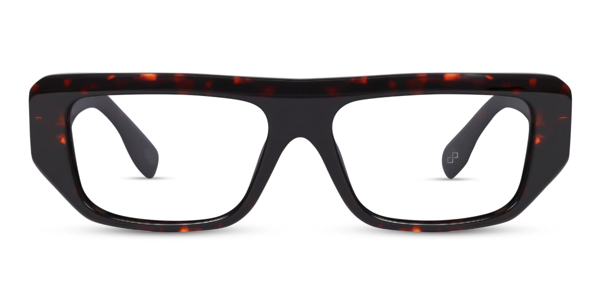 Dark Tortoise Flat Top Rectangle Glasses