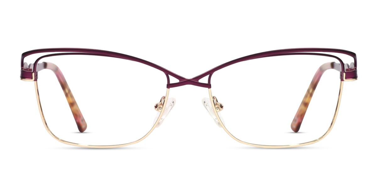 Matte Purple & Gold Cat-eye Glasses-1