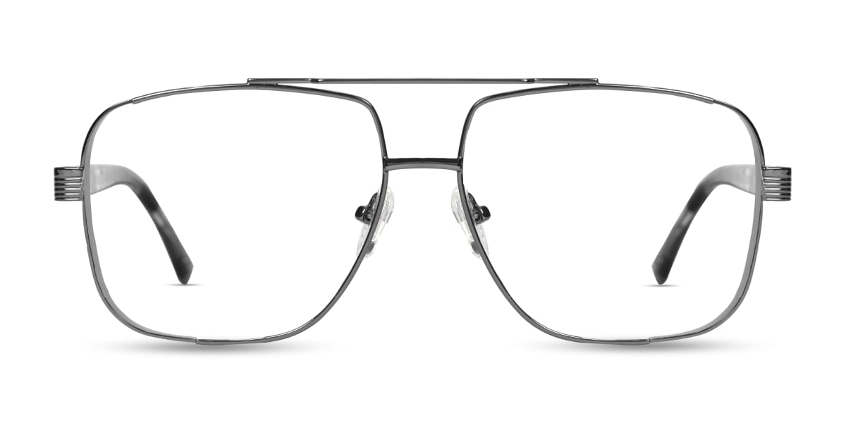 Gunmetal Pilot Square Full-Rim Glasses-1